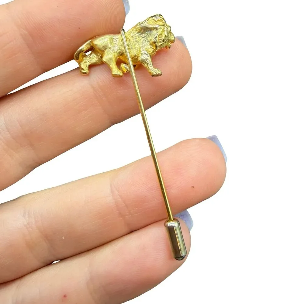 Vintage Jewelry Gold Tone Lion Stick Pin Brooch